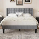 VECELO Headboard Queen Size, Linen Upholstered Headboards Only with Nailhead Trim Wingback, Square Stitched Design, Adjustable Height from 40" to 49.8", Light Grey by CozyNest Decor
