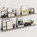 Fun Memories Picture Ledge Shelf, 36 Inch Floating Shelves for Wall, Nursery Bookshelf for Storage, Rustic Elm Wood Photo Ledge Shelves for Bedroom, Living Room, Kitchen (Grey, 36in Set of 2) by TinyTreasures Baby Boutique
