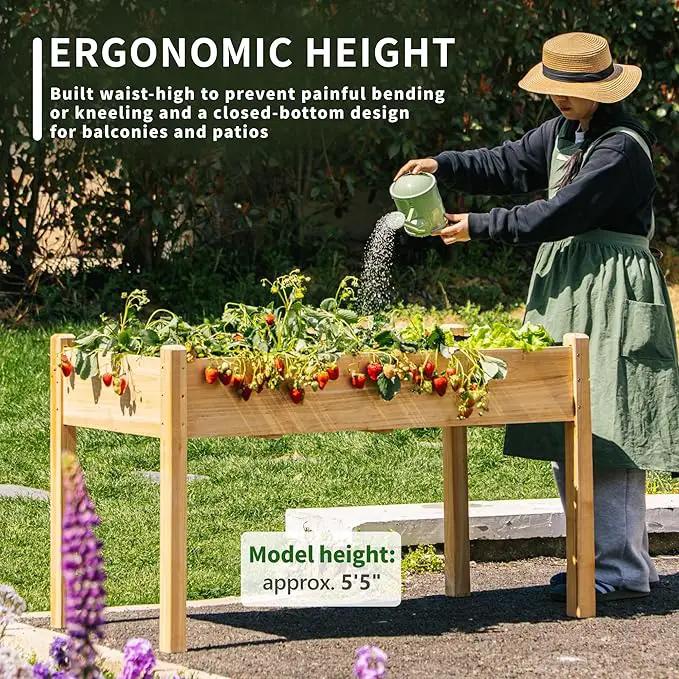 Premium Fir Wooden Raised Garden Bed with Four Legs for Backyard and Balcony Gardening,Suitable for Indoor and Outdoor use,49.5''×23.5''×30'', photo 6 of 8