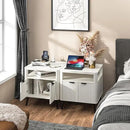 Nightstand Set of 2 with Charging Station, 24" End Table Side Table with Open Shelf, Modern Large Wood Fluted Bedside Cabinet for Bedroom, Living Room, White by CozyNest Decor