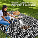 OLANLY Outdoor Rug 5x8 ft Waterproof, Outdoor Plastic Straw Rug with Geometric Pattern Clearance, Reversible RV Mat for Patio, Camping, Balcony, Deck, Backyard, Black & White by CozyNest Decor