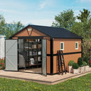 10x12 Ft Outdoor Storage Shed, Extra Large Metal Shed with Frame Floor, Lockable Doors, 2 Windows, Outside Steel Tiny House Ideal for Garden, Backyard, Patio Utility, Tool Storage by GreenHaven Gardens
