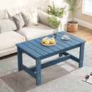SERWALL Patio Coffee Table, HDPE Rectangle Outdoor Coffee Table Set of 2, Navy by CozyNest Decor