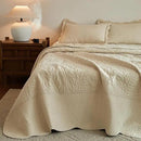 MarCielo 3-Piece 100% Cotton Oversized Bedspread Lightweight Quilt Coverlet Embroidery Farmhouse Bedding Set T0 (Yellowish Beige, Oversized Queen (100"x106")) by CozyNest Decor