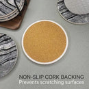 Emerson Coasters for Drinks Absorbent – Natural Stone Drink Coasters Set with Holder, Coasters for Coffee Table, Wooden Tabletop Protection Marble Style – 100% Heavy Duty Set of 6 (Obsidian) by CozyNest Decor