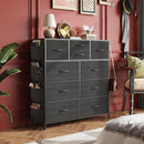WLIVE Dresser for Bedroom with 10 Drawers, Fabric Dresser Chest of Drawers with Side Pockets and Hooks, Sturdy Metal Frame, Drawers Organizer Unit for Living Room, Hallway, Black by TinyTreasures Baby Boutique