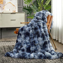 Cozy Bliss Faux Fur Throw Blanket for Couch, Fuzzy Soft Plush Thick Bubble Blanket for Sofa Bedroom Living Room, 50 * 60 Inches Tie-dye Blue by CozyNest Decor