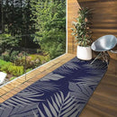 GENIMO Outdoor Rug 2.5' x 8' Waterproof for Patios Clearance, Reversible Outdoor Plastic Straw Camping Rug Carpet, Large Area Rugs Mats for RV, Camper, Deck, Balcony, Porch, Beach, Picnic, Blue&Grey by CozyNest Decor