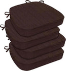 downluxe Chair Cushions for Dining Chairs, Waterproof Kitchen Chair Pads, Non-Slip Dining Seat Cushion with Ties, 17" x 16" x 2.5", Brown, 4 Pack by CozyNest Decor