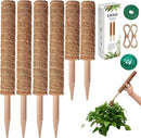 6 Pcs Moss Pole Extending to 68 Inches for Plants Monstera, Plant Support Stakes for Indoor Climbing Plants Grow Upwards, with 65ft Twist Ties, 13ft Jute Rope, 6.5ft Hook-and-Loop Strip by GreenHaven Gardens