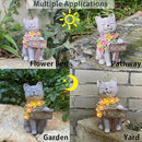 Solar Cat Garden Statue for Outdoor Decor, Cat Solar Light with Flowers, Resin Welcome Cats for Garden, Yard, Lawn Decor, Cats Lover Gifts for Women by CozyNest Decor