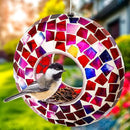Sunnydaze 6-Inch Glass Mosaic Hanging Bird Feeder for Outdoors - Fly-Through Wild Bird Feeder - Crimson Mosaic by GreenHaven Gardens