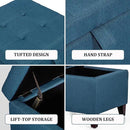 Adeco Square Fabric Storage Ottoman with Tufted Flip Top, 18x18x15 by CozyNest Decor