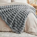 BEDELITE Faux Fur Throw Blanket for Couch, Soft and Cozy Luxurious 3D Striped Fluffy Blanket, 770GSM Thick Warm Plush Fuzzy Faux Rabbit Fur Blanket for Women Gift (Crey, 50"x 60") by CozyNest Decor