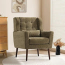 Modern Accent Chair, Upholstered Armchair with Pillow, Fabric Single Sofa Chair with Lounge Seat and Wood Legs Accent Chair for Living Room Bedroom Small Spaces (Avocado, Set of 1) by CozyNest Decor
