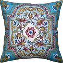 Turquoise Floral Pillow Cover Traditional Blue Flower Pillowcase Traditional Outdoor Cushion Suzani Flower Throw Florals Chair Farmhouse Hand Embroidered Cushions Wool 18x18 Inch by CozyNest Decor