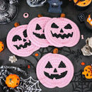 Whaline Halloween Pumpkin Cotton Coasters Pink Pumpkin Face Handmade Braided Drink Coasters Absorbent Cup Mats for Trick or Treat Party Home Table Decor, Set of 4 by CozyNest Decor