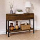 Bme Millie Farmhouse Solid Wood Console Table with 2 Drawers & Storage Shelves, 43" Boho Sofa Table for Entryway, Hallway, Living Room, Rustic Chestnut by CozyNest Decor