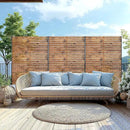 Metal Privacy Screen, 72" H×47" W Outdoor Privacy Screen, Freestanding Decorative Privacy Screen for Deck Balcony Patio, Natural Wood Brown by GreenHaven Gardens