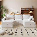 mestyl Modular Sectional Sofa Convertible U Shaped Sofa Couch Set with Storage for Living Room, Modern 3 Seater Modular Sectional Couch with 2 Movable Ottoman (Beige) by CozyNest Decor