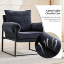 YISHENG Accent Chair with 6-Angle Adjustable Backrest, Chenille Fabric Living Room Chair Upholstered Lounge Chair, Modern Chair Cozy Reclining Chair for Reading Room, 1PC Dark Blue by CozyNest Decor