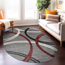 Rugshop Modern Wavy Circles Design Oval Area Rug 5' x 7' Red by TinyTreasures Baby Boutique