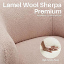 Swivel Accent Chair, Sherpa Teddy Barrel Chair for Living Room, Cozy Round Boucle Arm Chair, Metal Base for Club Nursery Bedroom, Light Blush Pink by CozyNest Decor
