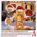 5FT Gingerbread Man with Candy Cane and Gift Box Decoration, 2.5D Pre-Lit Gingerbread Man Decor with 120 LED Lights for Christmas, Freestanding Glittered Holiday Display for Outdoor, Indoor by CozyNest Decor