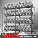 REIBII 61.7''W Storage Shelves Load 1220LBS Wire Shelving Unit 4 Tier Metal Shelving for Storage Rack Shelves Heavy Duty Garage Shelf Pantry Shelves Kitchen Shelving, 61.7" W*62.9" H*15.8" D, Black by CozyNest Decor