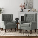 Lumibee High Back Accent Chair Set of 2,Upholstered Wingback Armchair with Solid Wood Legs for Small Spaces,Comfy Single Sofa Chair for Living Room,Bedroom,Office-Gray by CozyNest Decor