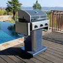 Kenmore 3-Burner Propane BBQ Grill, 30,000 BTUs Gas Grill with Cast Iron Cooking Grates, Folding Side Tables & Wheels, Outdoor Grill with Tool Hooks, Azure Blue by GreenHaven Gardens