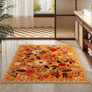 Area Rug 4x6 Rug Washable Boho Rugs Non Slip Low Pile Floral Small Carpet for Bedroom, Bedside, Kids Room, Office, Dining Room(Yellow) by CozyNest Decor
