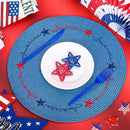 Whaline 4Pcs Round Independence Day Placemats Patriotic Stars Embroidered Place Mats 4th of July Dinner Table Mats for Home Holiday Birthday Party Decor by CozyNest Decor