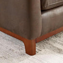 Extra Deep Accent Chair, Comfy Fabric Armchair with Wood Base, Upholstered Single Sofa Chair for Living Room & Bedroom, Faux Leather Dark Brown by CozyNest Decor