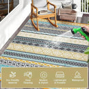 GAOMON Outdoor Rug 9'x12' Waterproof Rug for Patio Decor, Foldable Reversible Plastic Straw Area Rugs Mat for Camper, Outside Carpet for Deck, Porch, Picnic, Beach, Teal/Yellow(Bohemia) by CozyNest Decor