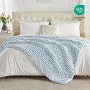 Carriediosa Chunky Knit Throw Blanket 50" X 60", 100% Hand Made Large Chenille Loop Yarn Soft Fluffy Throws for Couch Sofa Bed, Big Crochet Cozy Heavy Thick Cable Woven Blanket, Light Blue by CozyNest Decor
