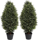 3FT Artificial Cedar Topiary Trees, Fake Cypress Trees Faux Pine Shrubs Plants, Evergreen Plants for Home Porch Decor Set of 2 by GreenHaven Gardens