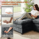 113" Oversized Cloud Couch, U Shape Sectional 4 Seat Sofa with Double Chaises, 2 Layer Cusions, Deep Seat Comfy Sofa, Upholstery Chenille Fabric for Living Room, Dark Grey by CozyNest Decor