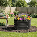 ZXZYHFTY Round Galvanized Raised Garden Bed kit,Black Outdoor Garden Raised Planter Box, Round Large Metal Raised Garden Beds for Vegetable 2 * 2 * 1ft 1 Pack by GreenHaven Gardens