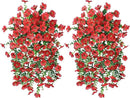 INSPRING Artificial Faux Outdoor Outside Flowers Plants, 2 PCS Fake Silk UV Resistant Look Real Red Daisy Trailing Vines for Front Door Porch Planter Urn Patio Balcony Decoration by CozyNest Decor