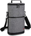 ALLCAMP 2 Bottle Wine Tote Carrier - Insulated Portable Padded Canvas Wine Bag for Travel, BYOB Restaurant, Wine Tasting, Party, Great Christmas Day Gift for Wine Lover，Gray by TinyTreasures Baby Boutique