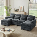 113" Oversized Cloud Couch, U Shape Sectional 4 Seat Sofa with Double Chaises, 2 Layer Cusions, Deep Seat Comfy Sofa, Upholstery Chenille Fabric for Living Room, Dark Grey by CozyNest Decor