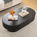 43.7" Oval Coffee Table for Living Room,Modern Handcraft Drum Coffee TableSmall Wooden Coffee Table with Sturdy Pedestal Easy Assembly for Office-Black by CozyNest Decor