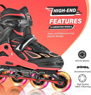 2PM SPORTS Vinal Girls Adjustable Flashing Inline Skates, All Wheels Light Up, Fun Illuminating Skates for Kids Men Adult Women and Boys by TinyTreasures Baby Boutique