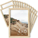 Haus and Hues 4x6 Natural Oak Wood Photo Frame Set of 25 - Mini Picture Frames Bulk Gallery Set - Premium Bulk Picture Frames 4x6 for Stylish Photo Gallery Wall Frame Set - Ideal for Home & Office by CozyNest Decor