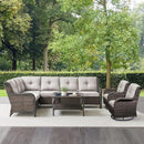 Outdoor Furniture Sectional Sofa L Shaped Couch - Patio Wicker Set with Coffee Table, 3 Piece Rattan Patio Conversation Sets with Beige Cushion for Deck Backyard Sunroom by GreenHaven Gardens