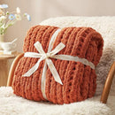Amélie Home Chunky Knit Throw Blanket for Couch, Soft Chenille Crochet Blanket for Sofa, 50"x60", Burnt Orange by CozyNest Decor