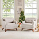 Modern Accent Chair with Terry Fabric, Upholstered Armchair with Spring Package Cushion & Solid Wood Frame, Comfy Lounge Chair for Living Room, Bedroom, or Reading Corner, Terry, Camel by CozyNest Decor
