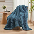 Carriediosa Chunky Knit Throw Blanket 50" X 60", 100% Hand Made Large Chenille Loop Yarn Soft Fluffy Throws for Couch Sofa Bed, Big Crochet Cozy Heavy Thick Cable Woven Blankets, Lyons Blue by CozyNest Decor