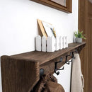 SKOLOO Wall Shelf with Hooks, 24-Inch Weathered Brown Coat Rack Wall Mount with Shelf Organizer - Lightweight & Sturdy, 5 Tri Hooks - Perfect for Entryway, Hallway, Living Room, Bedroom, Mudroom by CozyNest Decor